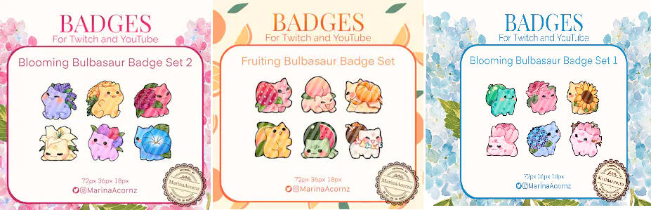 Bulbasaur Fruit Badges by MarinaAcornz Bulbasaur Fruit Badges by MarinaAcornz